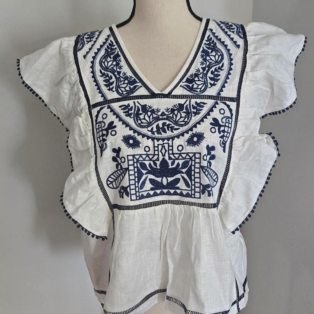 White blue linen